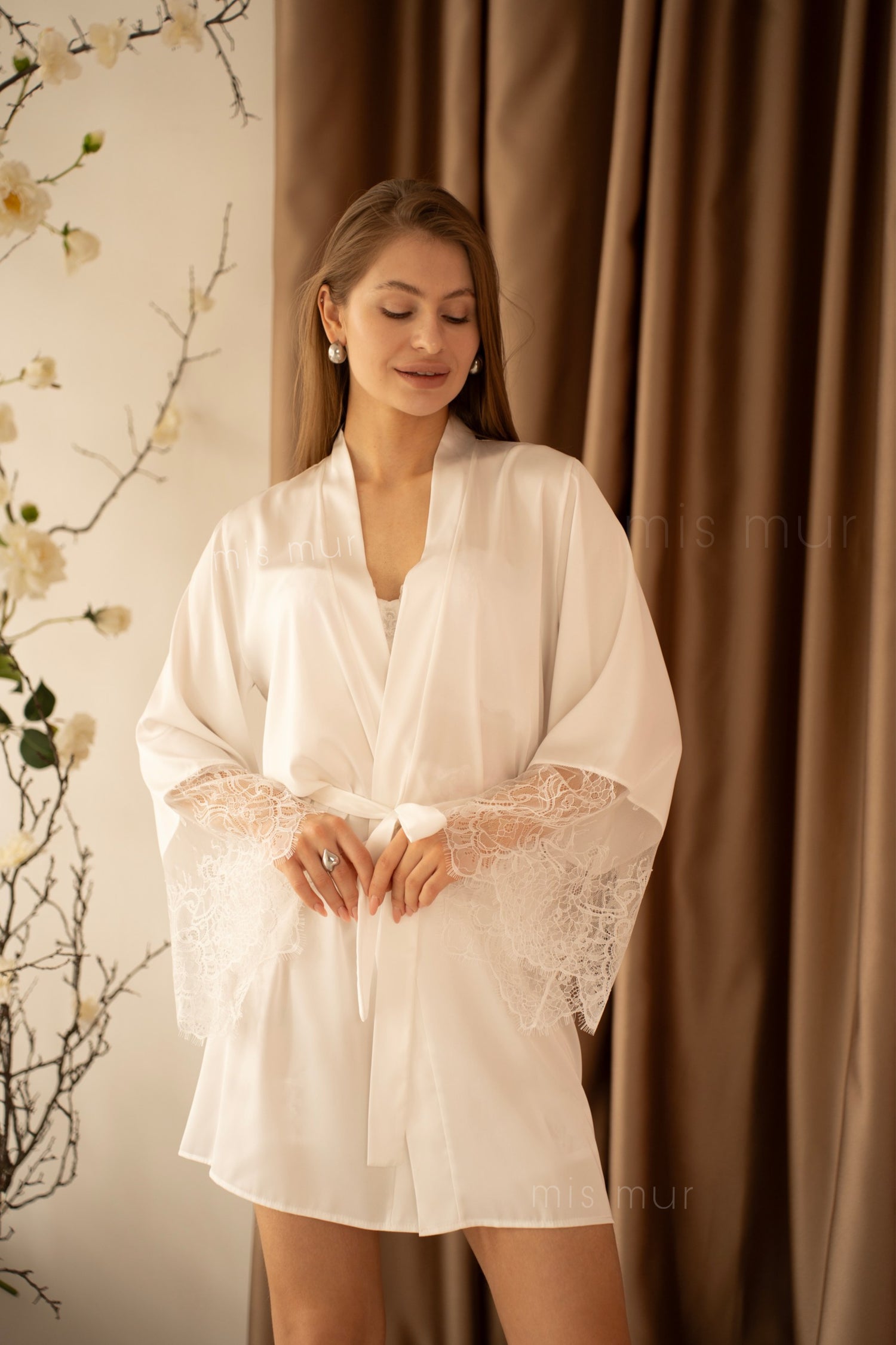 Silk robe
sheer lace robe for photoshoot
RomanticLingerie
romantic robe with belt
robe for wedding day
personalized bridal robe
luxury bridal robe
long train robe for bride
lingerie sexy
getting ready bridal robe
boudoir robe